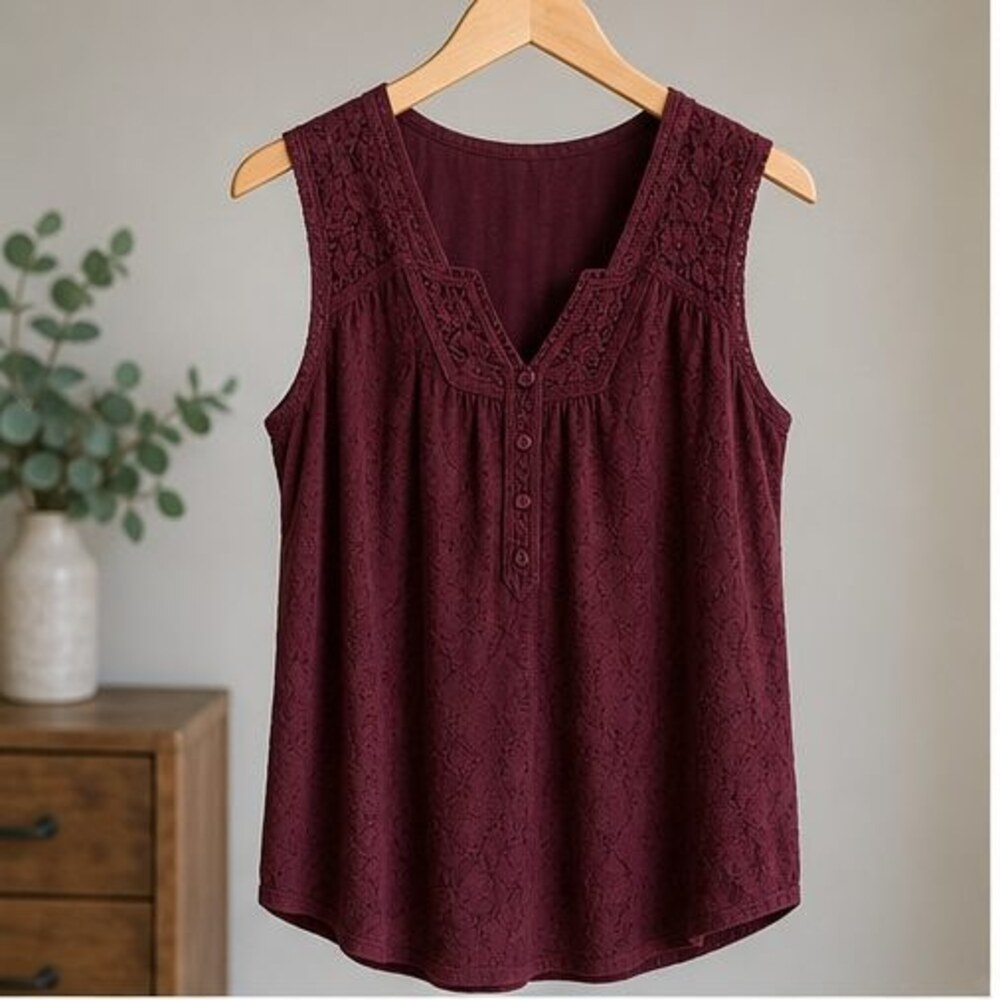Burgundy V Neck Top